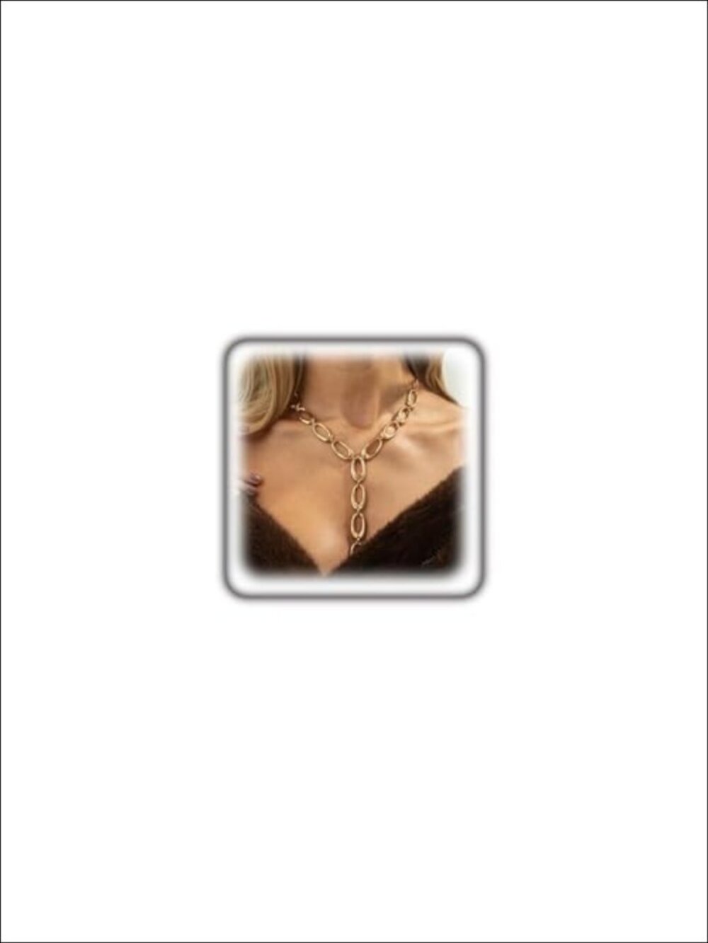 Chunky Oval Link Y Lariat Necklace Large Open Chain Drop Pendant Geometric
